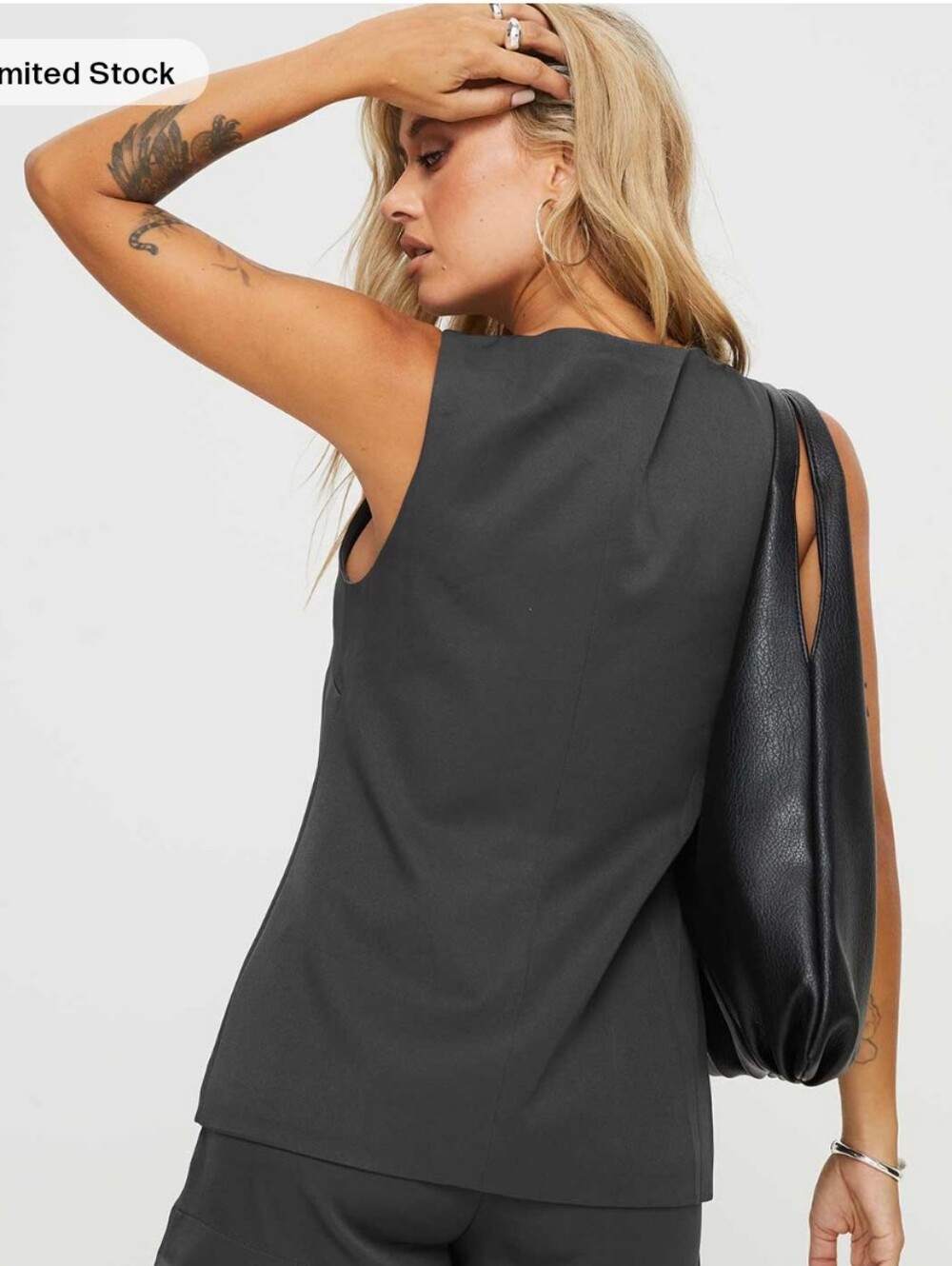 Princess Polly Dark Gray Charcoal Tailored V-Neck Vest Waistcoat Size 4 - Picture 5 of 13
